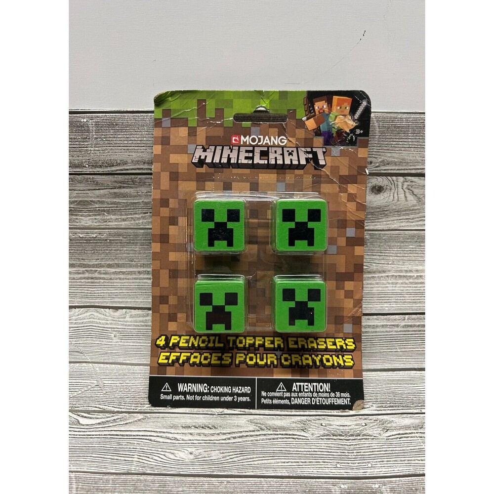 Minecraft-Pencil Topper Erasers 4ct- Party Favor-Party Supply-New